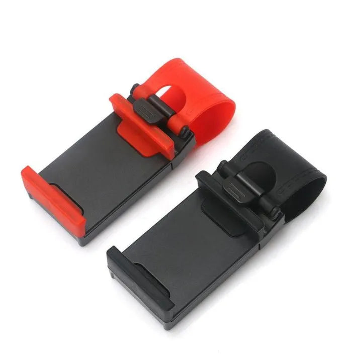 Universal steering wheel phone holder mount in black red blue yellow rose red colours