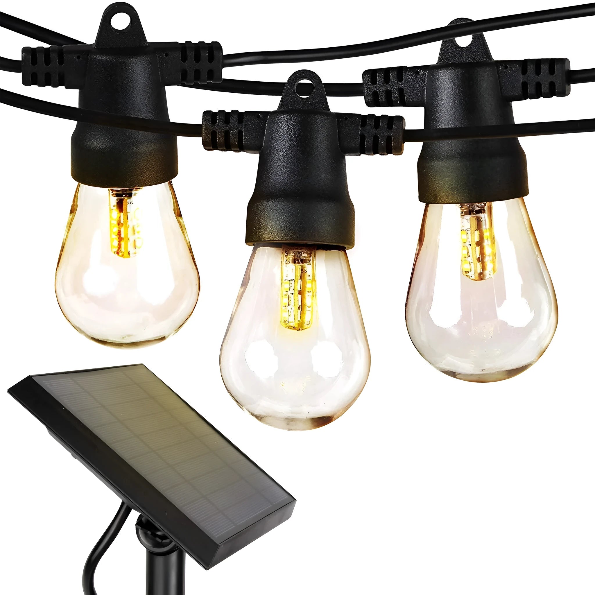 Waterproof LED outdoor solar string lights with PVC shell, 7m length, 5 lights, for garden patio decor