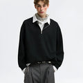 Men's cotton two-piece polo collar sweatshirt in burgundy with loose fit