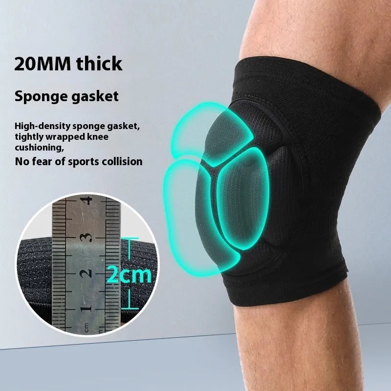 Black and blue thick sponge knee pads for dance, volleyball, hiking and winter sports protection
