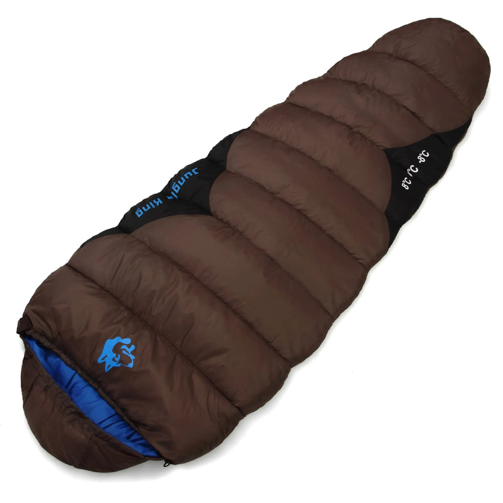 Outdoor cotton sleeping bag with compression storage bag in brown colour option