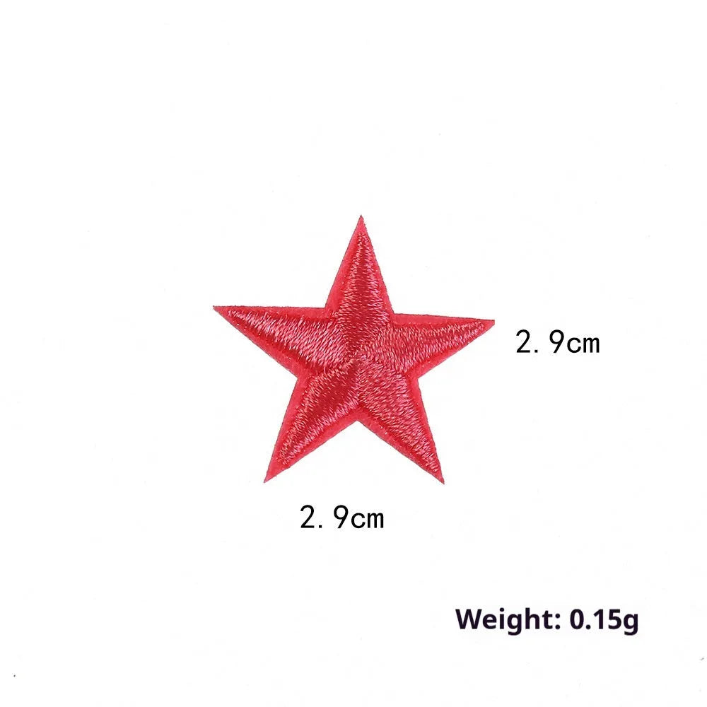 Five-pointed star embroidery label cloth stickers in assorted colours for clothing decoration