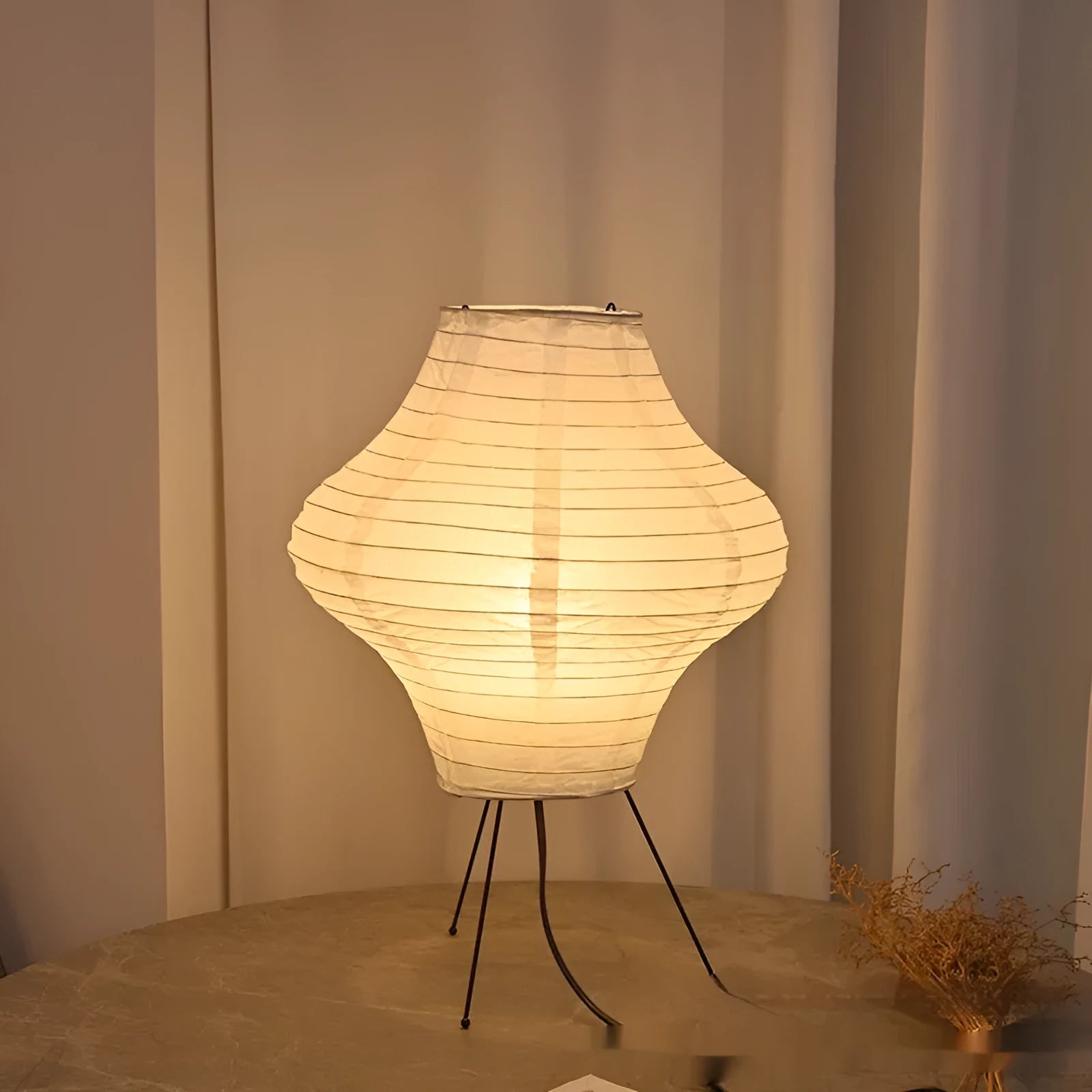 Japanese style decorative table lamp with Xuan paper shade and three-colour lighting
