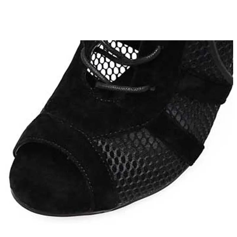 Black suede women's lace-up high heel shoes with 11.5cm heel