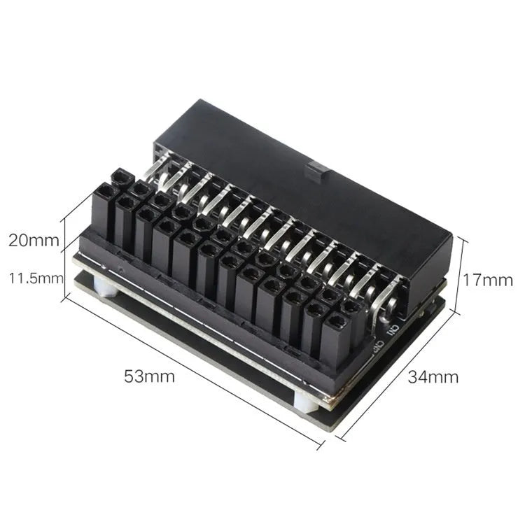 ATX 24Pin power supply cable with 90-degree steering elbow and RGB lighting effect for computer chassis