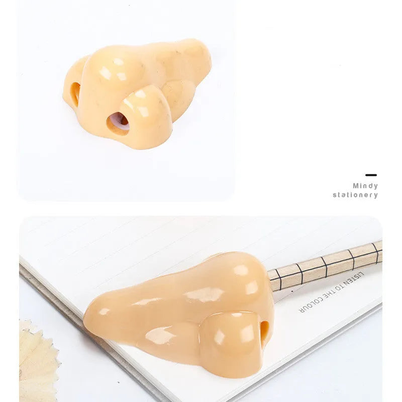 Flesh colour geometry-shaped plastic pencil sharpener with big nostril opening for pencils