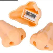 Flesh colour geometry-shaped plastic pencil sharpener with big nostril opening for pencils