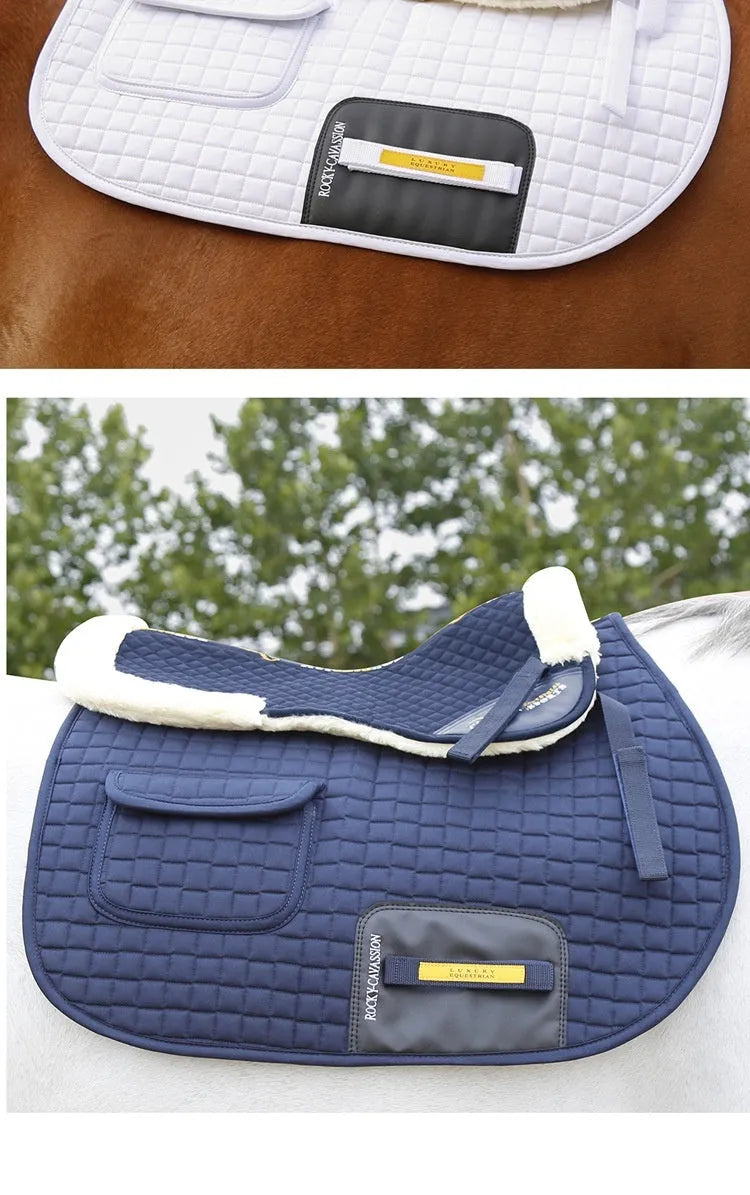 Riding saddle pad for equestrian and cycling with shock absorption and balance features in wine red colour.
