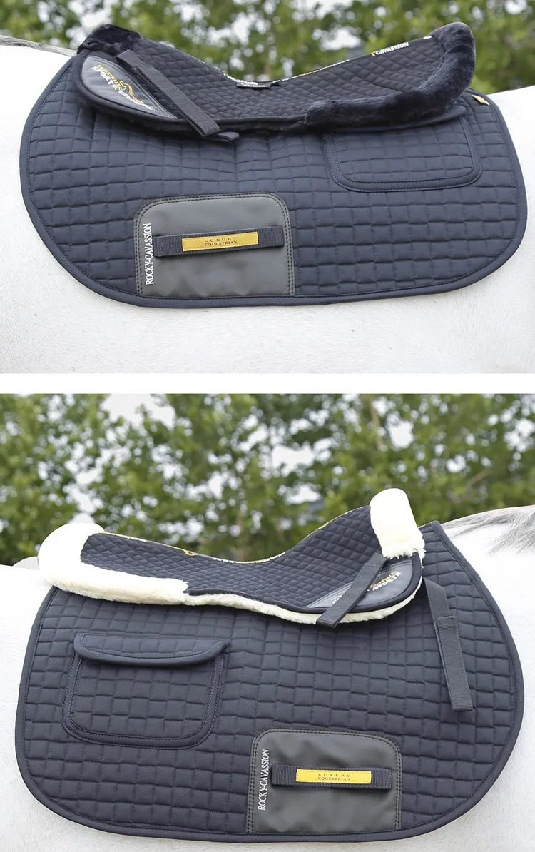 Riding saddle pad for equestrian and cycling with shock absorption and balance features in wine red colour.