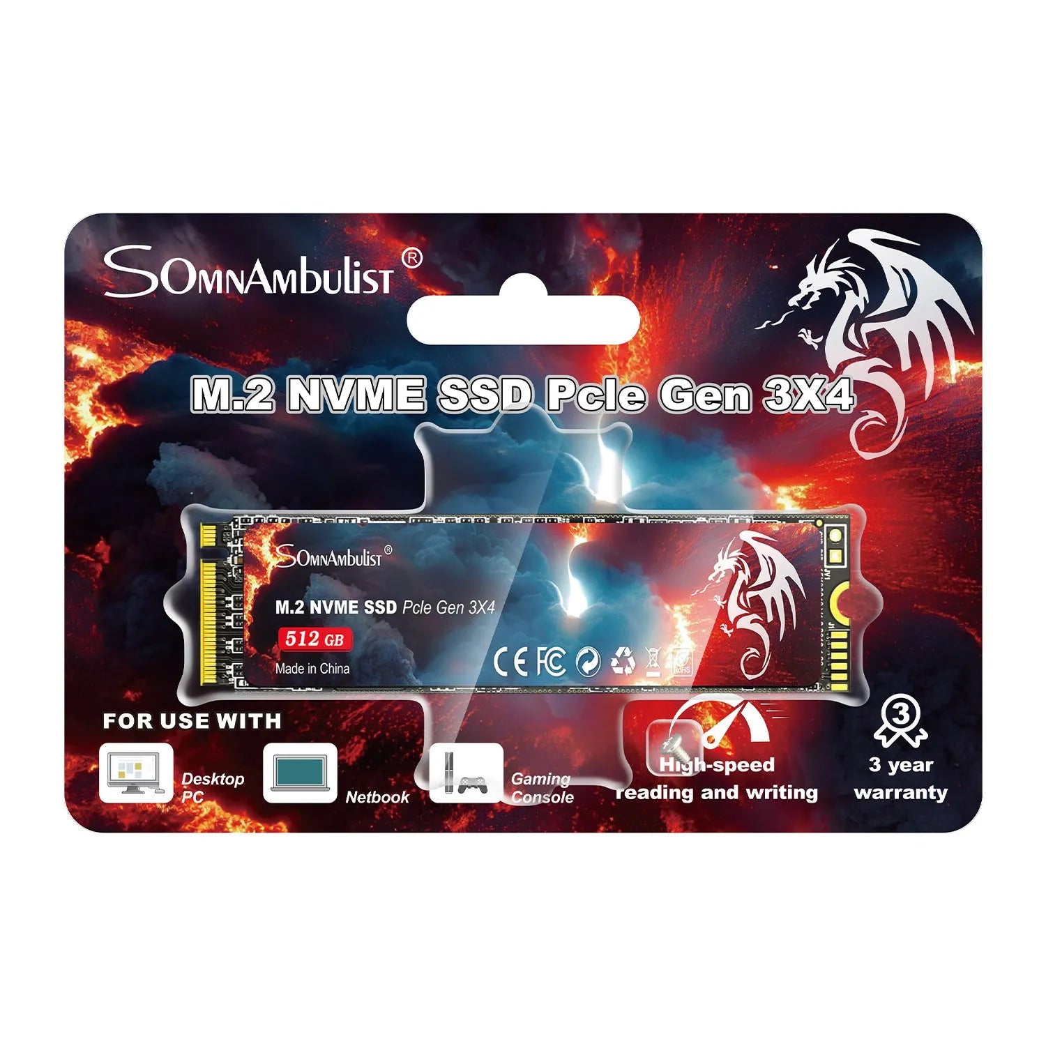 M.2 solid state drive for desktop computers showing 80x22x3.5mm dimensions and SATA 3.0 interface