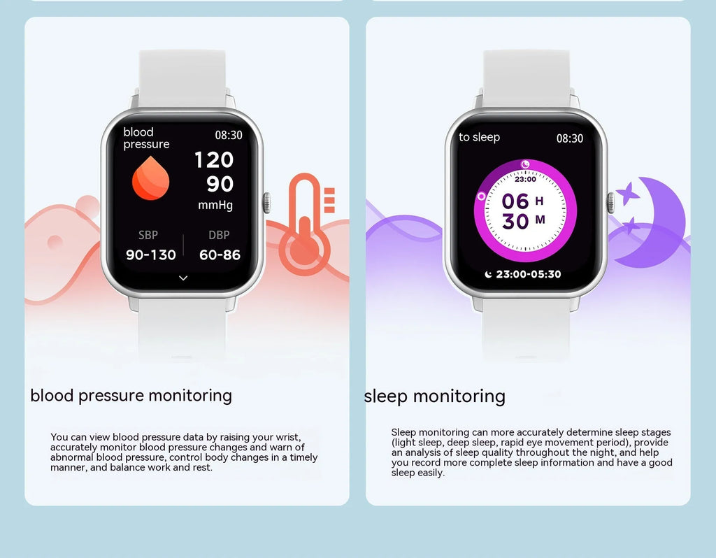 Bluetooth smart watch with heart rate monitoring display in multiple colour options