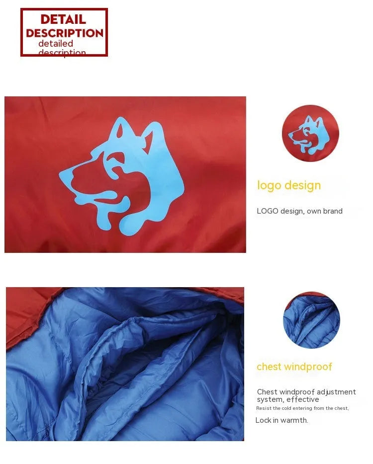 Outdoor cotton sleeping bag with compression storage bag in brown colour option