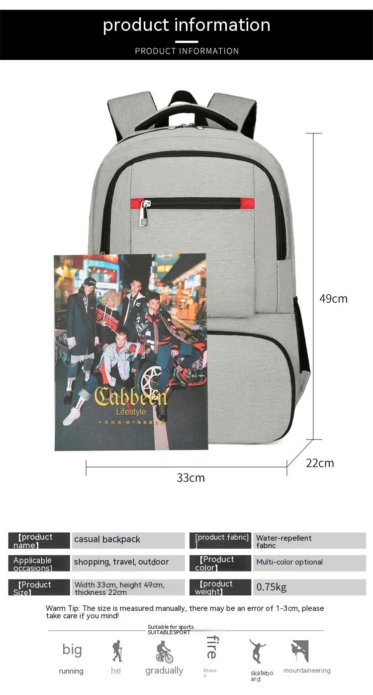 Light grey Oxford cloth insulated backpack with curved shoulder straps and dry-wet separation compartment