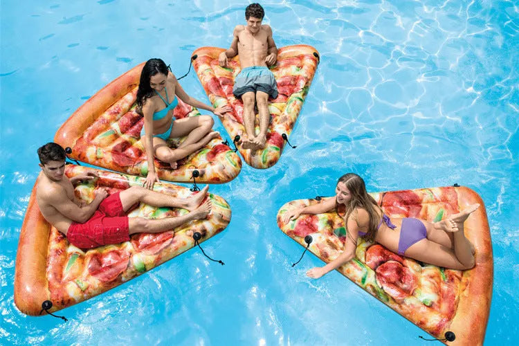 Pizza pattern inflatable surfboard float 175cm long for pool swimming