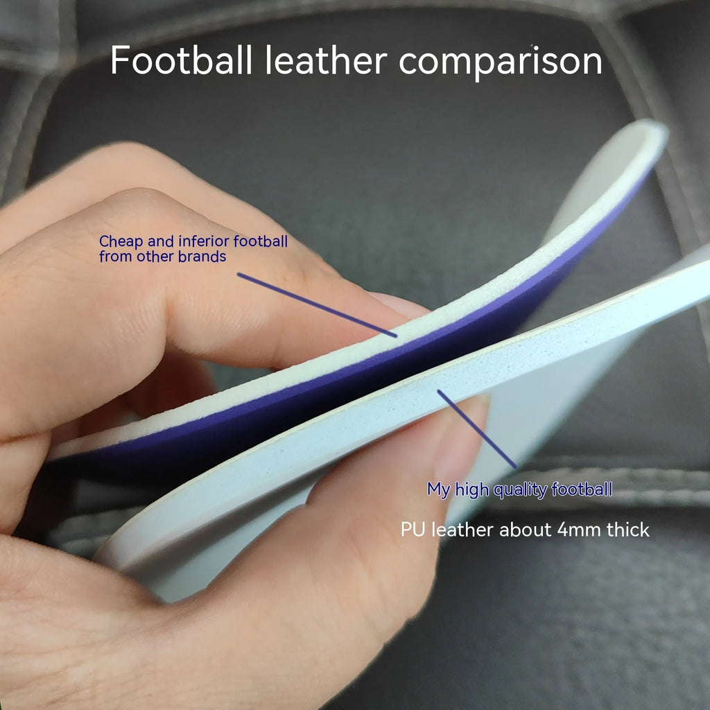 Fluorescent green size 5 football with seamless thermal adhesive patch construction for training and matches