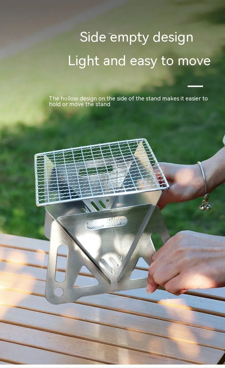 Stainless steel folding barbecue oven with charcoal grill and storage bag for outdoor cooking