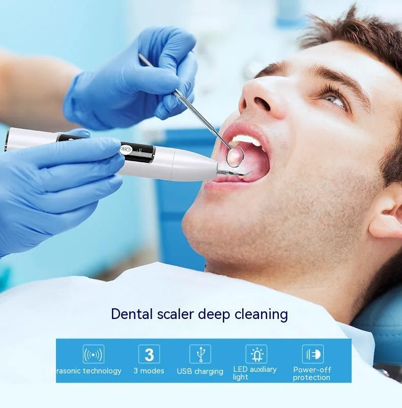 Visual ultrasonic dental cleaner with 30KHz frequency tracking and 300000-pixel camera in black