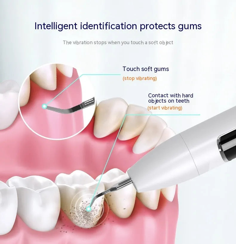 Visual ultrasonic dental cleaner with 30KHz frequency tracking and 300000-pixel camera in black