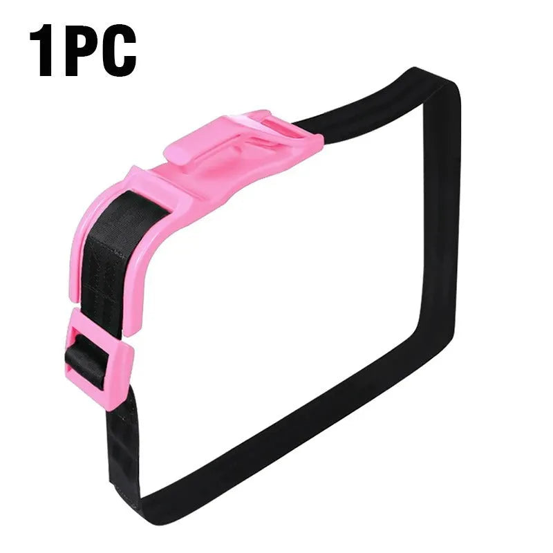 Car safety buckle for pregnant women in black with raised belt adjuster on car seat