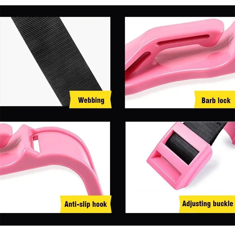 Car safety buckle for pregnant women in black with raised belt adjuster on car seat