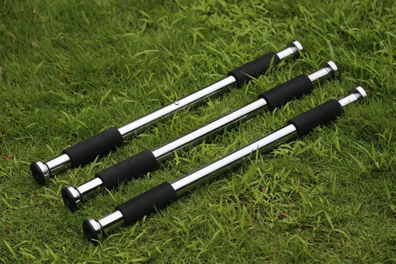Adjustable steel doorway pull-up bar with single parallel bars for home fitness