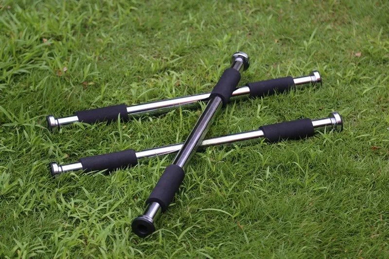 Adjustable steel doorway pull-up bar with single parallel bars for home fitness