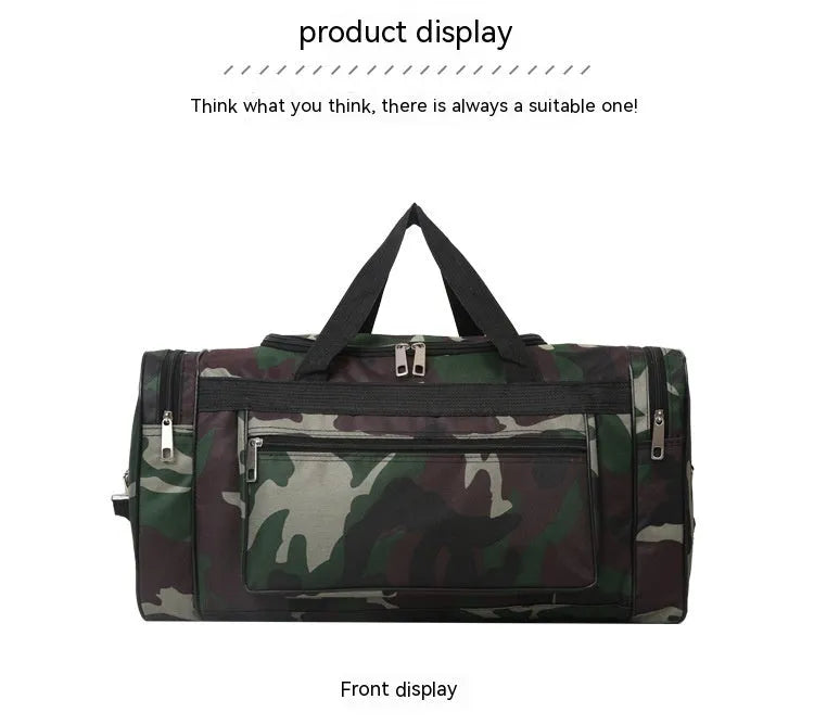 Camouflage waterproof fabric luggage bag with under 20L capacity and striped polyester lining