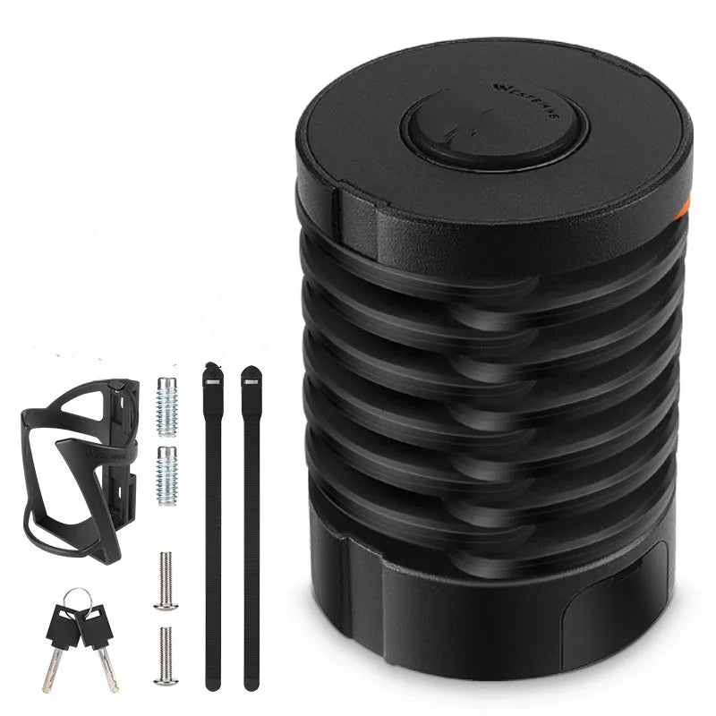 Bicycle folding lock in black or black orange colour with modern design and portable folding mechanism
