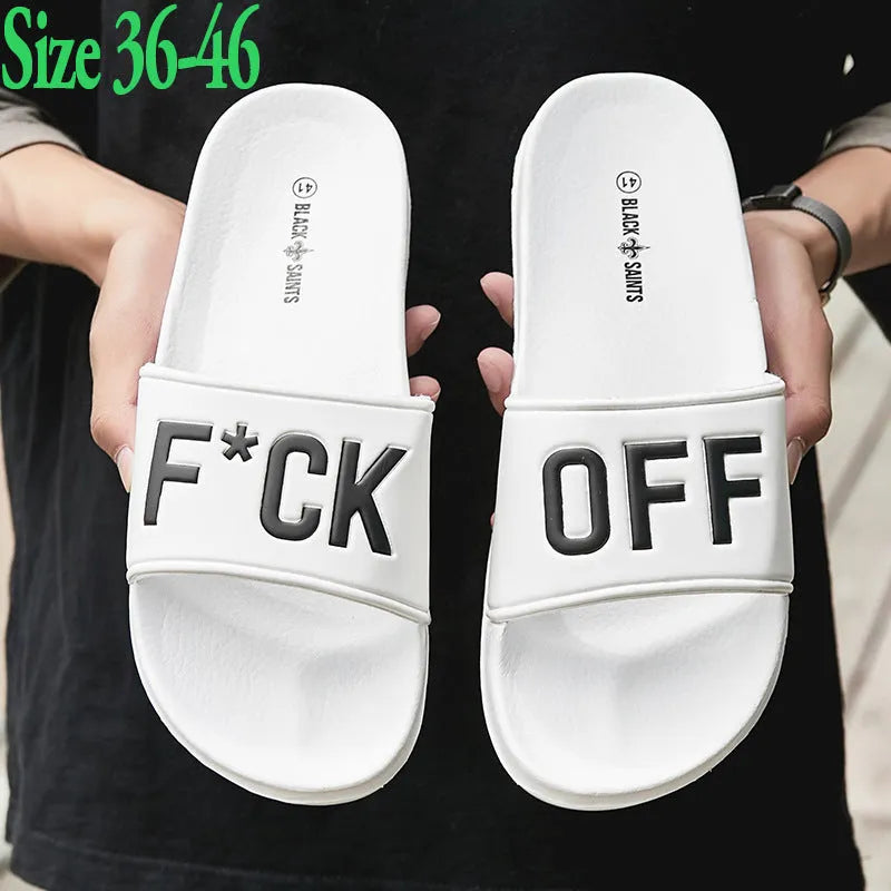Men's black personalised open toe slippers with rubber sole showing size options