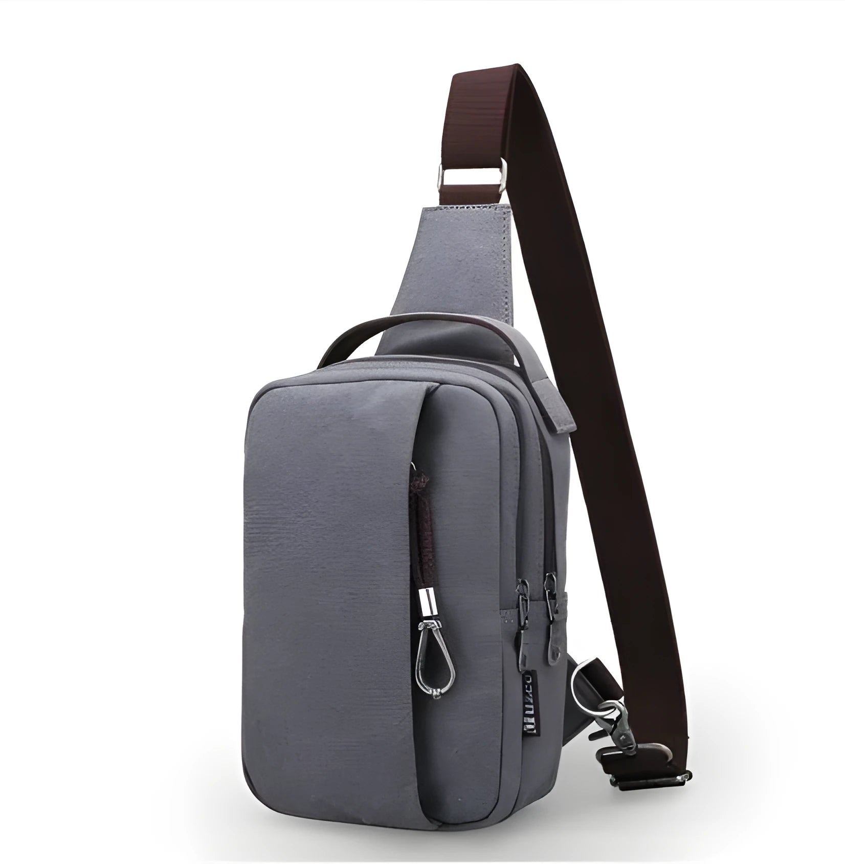Canvas cross body bag in light brown with adjustable shoulder strap, 16x10x25 cm dimensions
