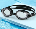 Prescription swimming goggles for myopia with non-fogging lenses and protective case