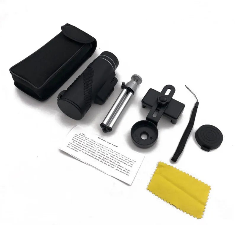 Black HD 40x60 monocular telescope with 40x magnification and waterproof design.