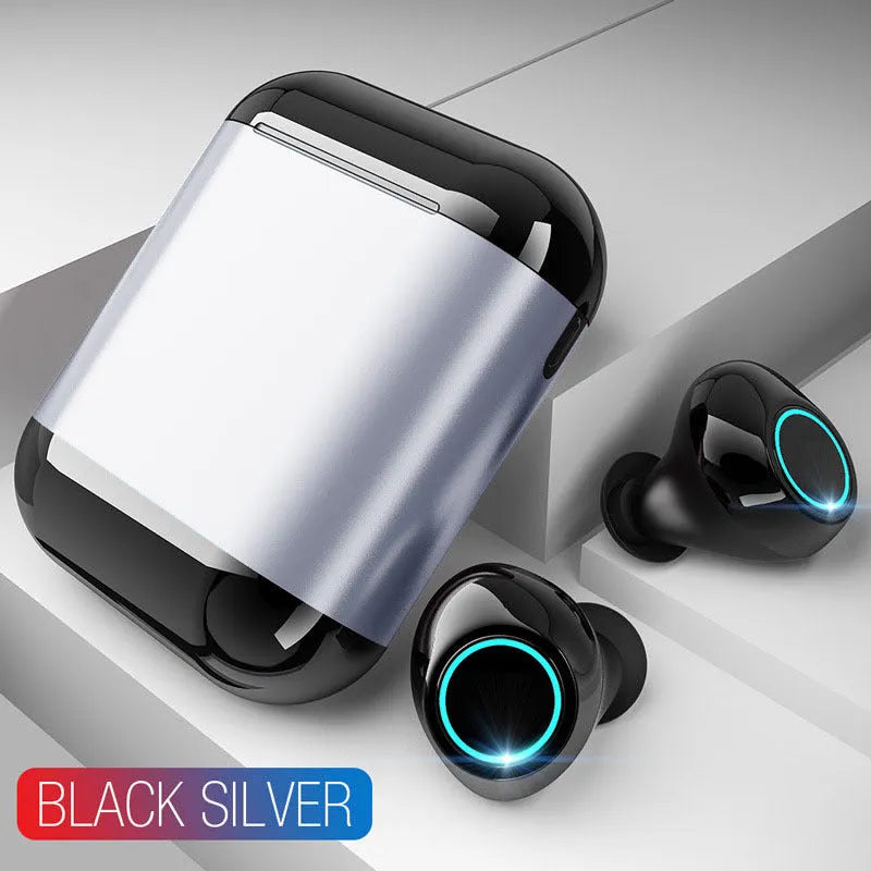 Black Bluetooth TWS wireless earplugs with IP5X dust resistance rating