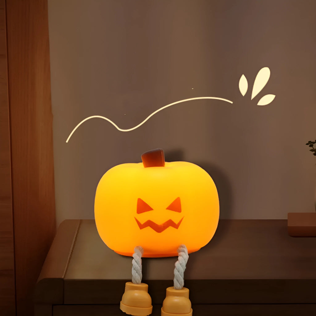Halloween pumpkin lamp with geometric design and horror pumpkin night light effects