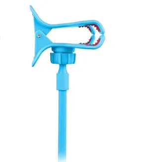 Black portable phone holder with a long 70cm flexible metal arm and a V-type clip mounted on a bed headboard.