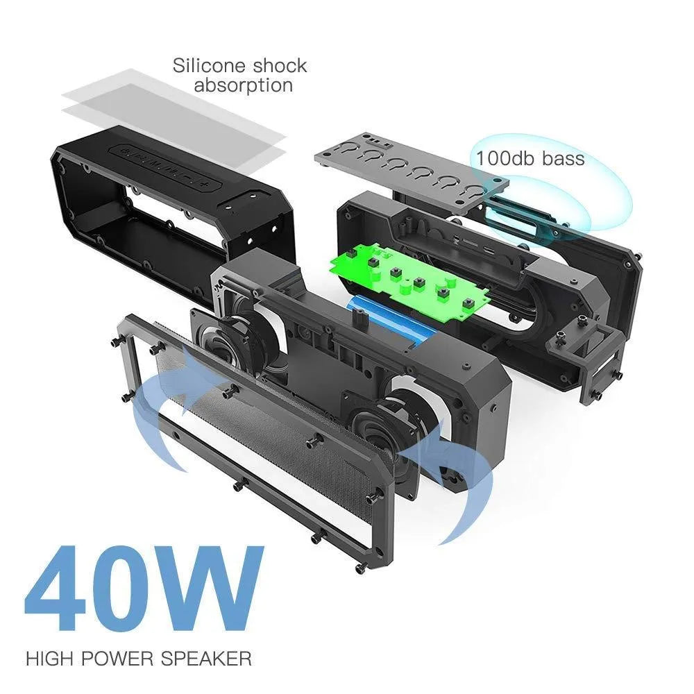 X3 PRO 40W waterproof portable Bluetooth speaker in black or blue with carrying rope