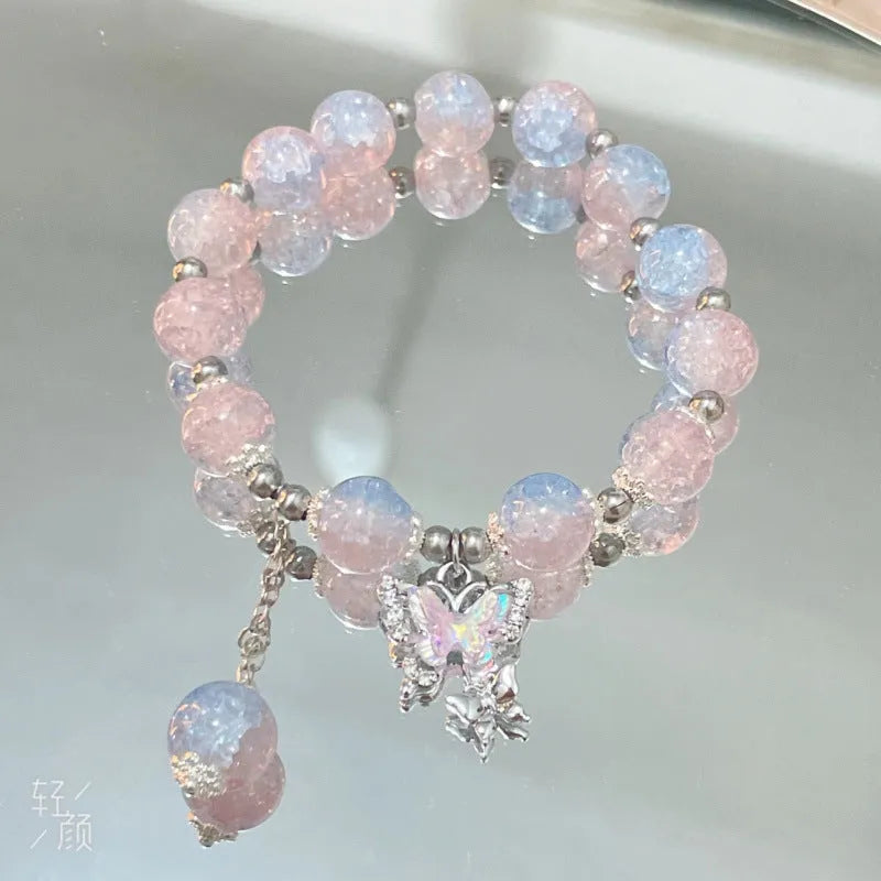 Chinese style bamboo leaf glass bracelet for women with a bamboo joint design.