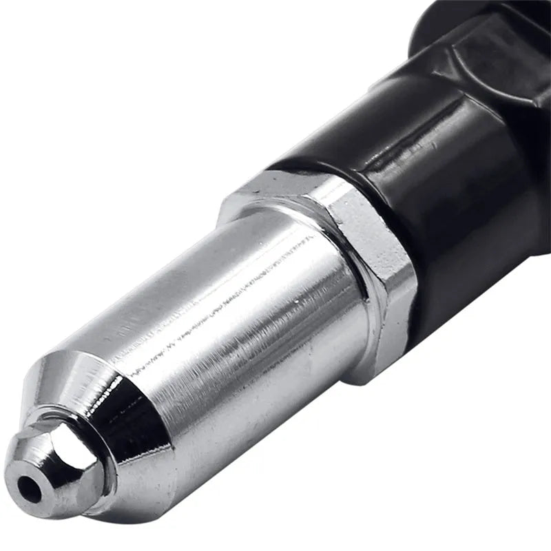 Black electric drill rivet gun with alloy steel head and 173mm length for metal working
