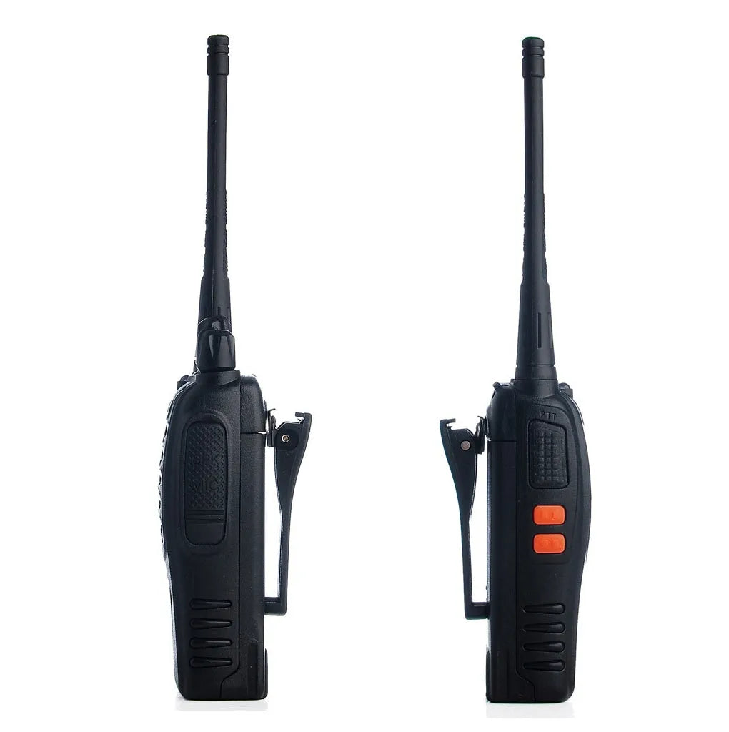 Black civil walkie talkie with antenna, 60x33x115mm dimensions, single band UHF 400-470MHz