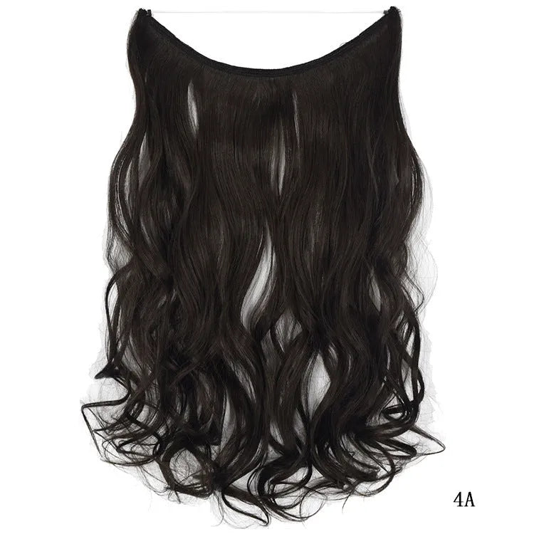 22-inch invisible wire hair extension in silky straight synthetic with no clips for natural volume
