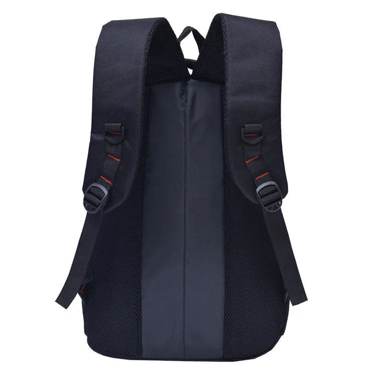 Black nylon casual travel backpack for men and women with laptop compartment and multiple pockets
