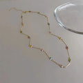 Square colour clavicle chain necklace with geometric artificial crystal design in gold and white K finish options