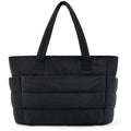 Nylon women's shoulder bag horizontal square laptop bag 40x16x30cm in beige with contrast colour fresh sweet style