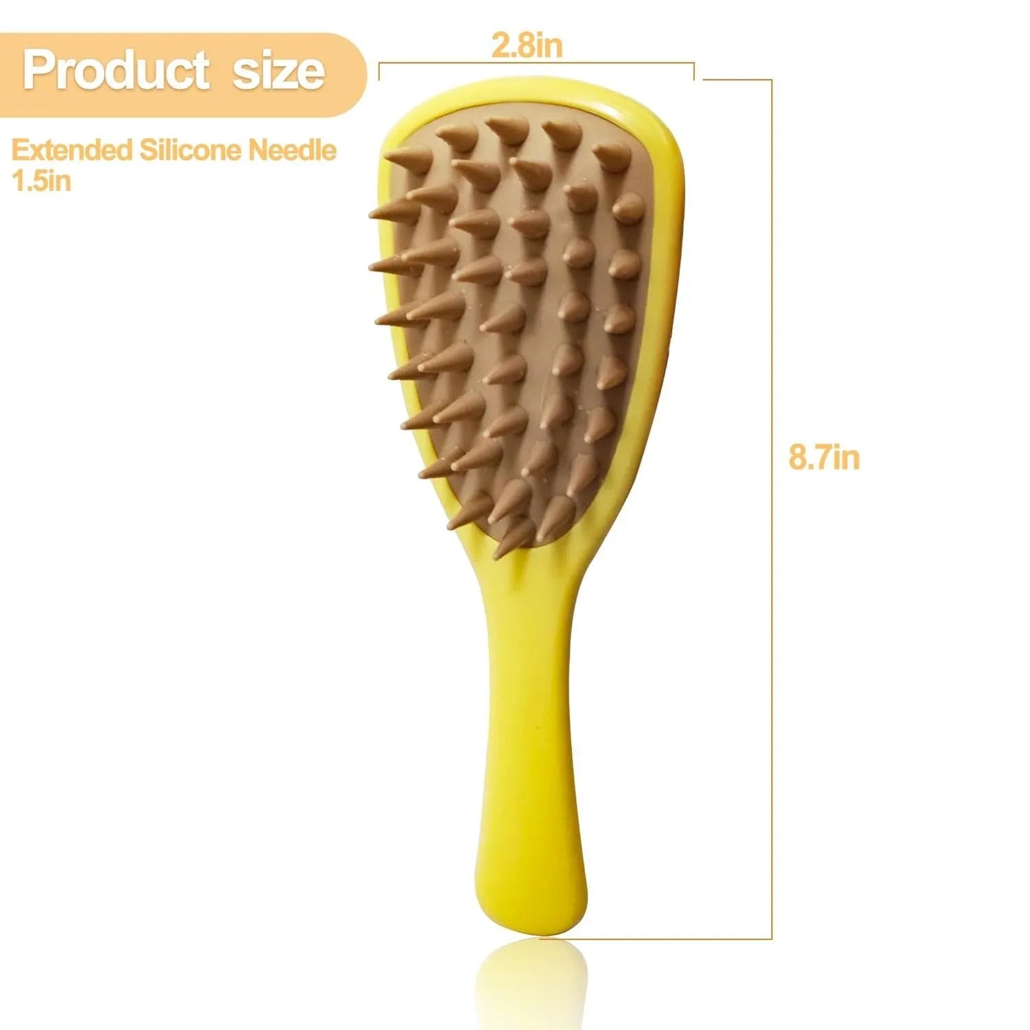 Purple pet silicone shampoo brush with handle on a wet dog coat, designed for gentle bathing and hair removal