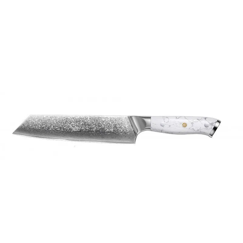 Damascus chef's knife with 21cm VG10 steel blade and modern handle design