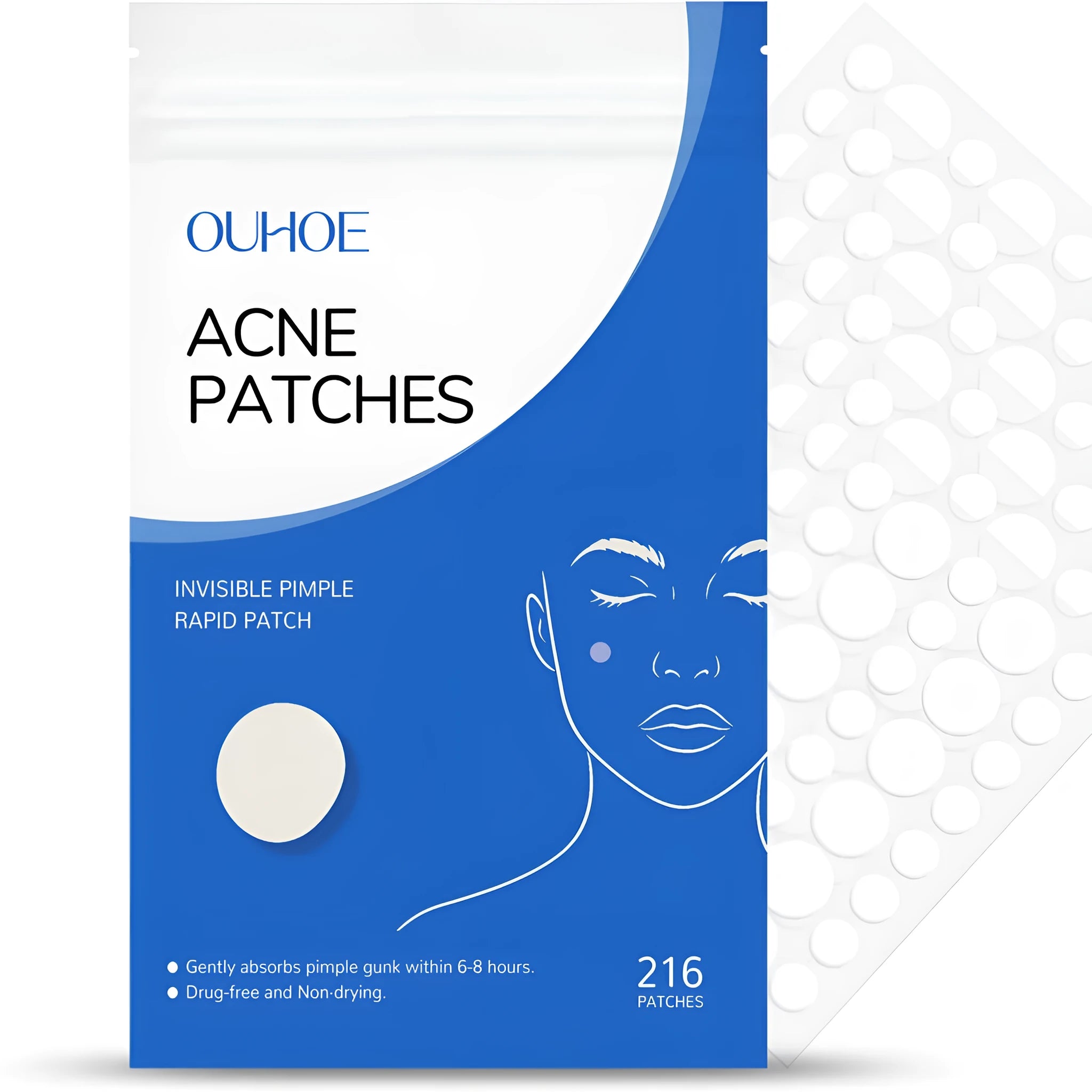 216-piece pack of clear hydrocolloid acne patches with tea tree oil and vitamin E