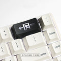 Transparent mechanical keyboard key cap with raised safety evacuation exit text