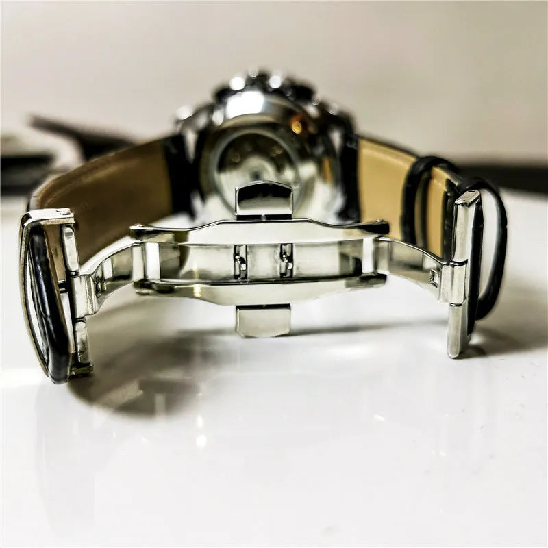 Automatic mechanical men's watch with 12mm thickness in multiple colour case and dial combinations