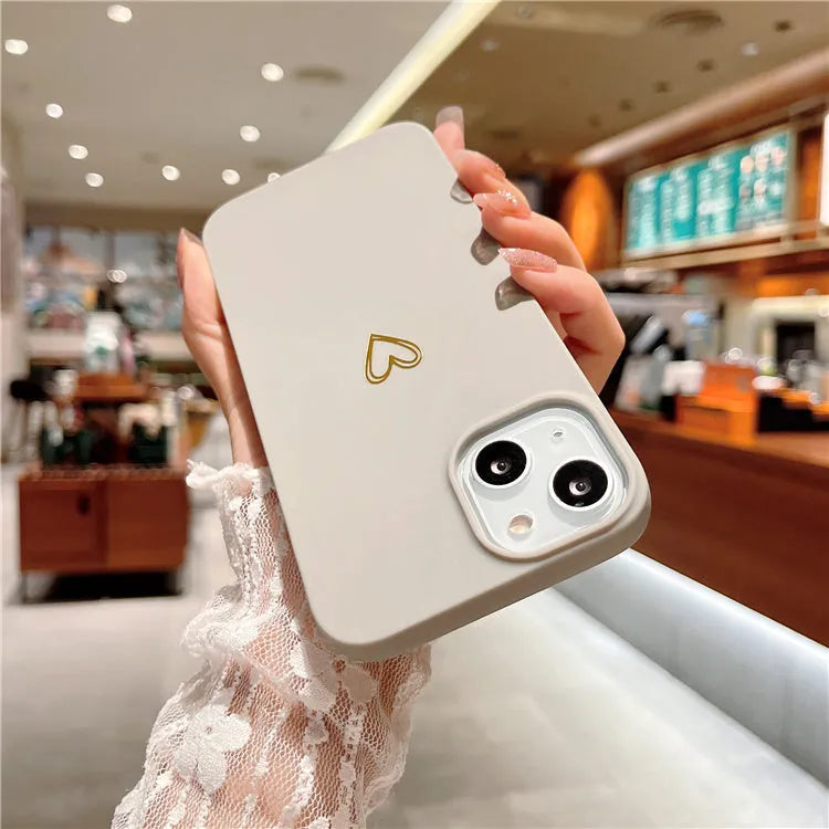 Soft brown silicone iPhone case with a simple hot-stamped Love cartoon design.
