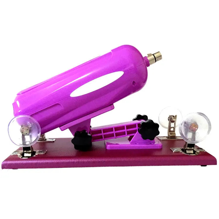 Purple Bobb automatic telescopic thrusting sex tool made from PVC on a plain background.